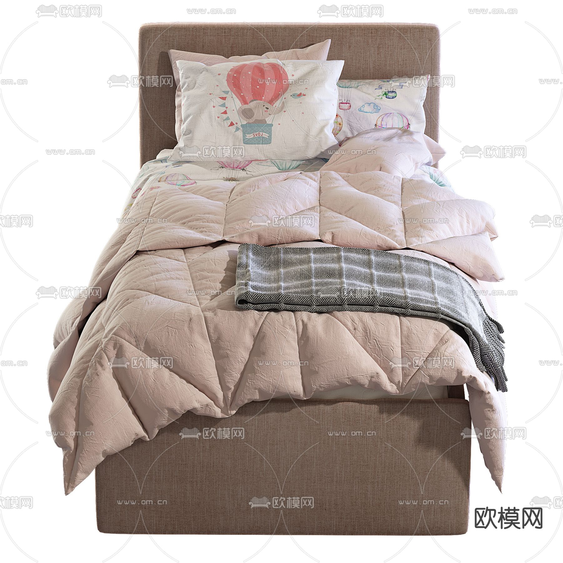 单人床 儿童床3d模型下载（渲染图2）