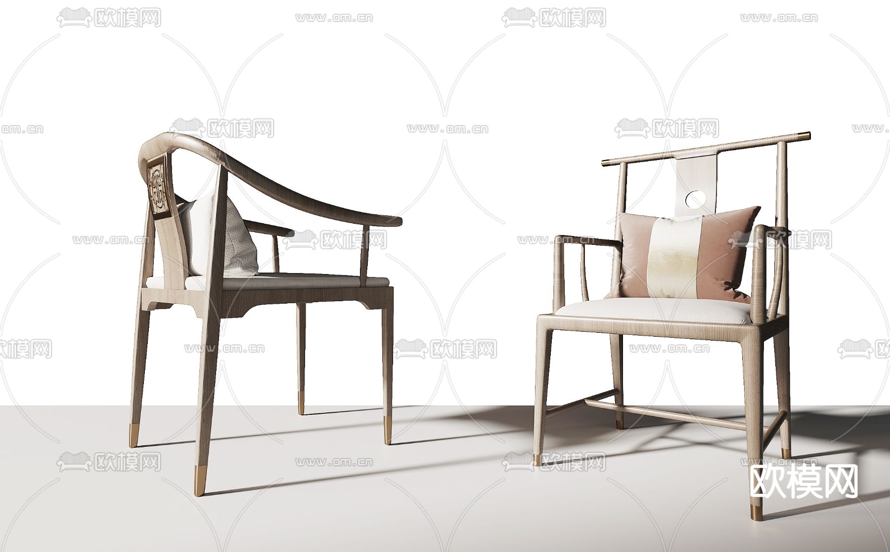 新中式餐椅 圈椅su模型下载（渲染图1）