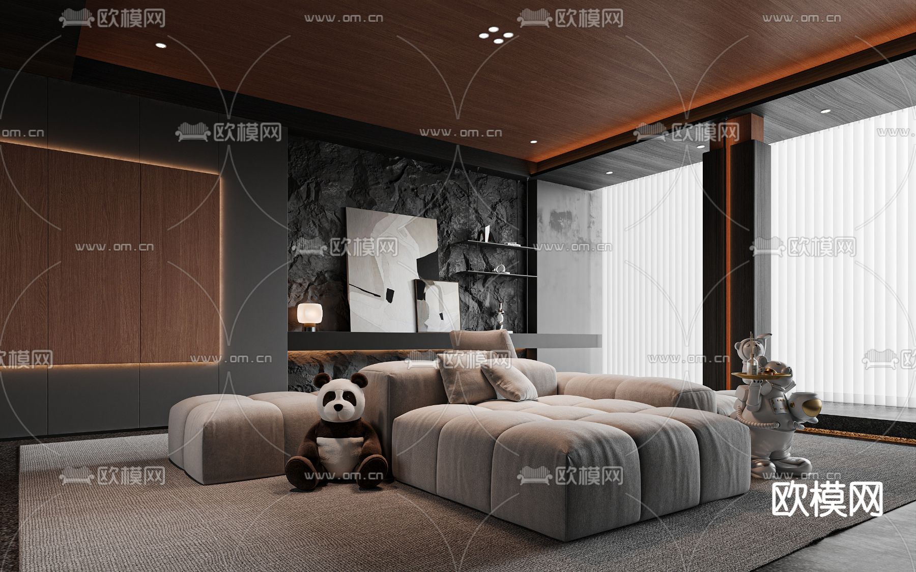 暗黑风客厅3d模型