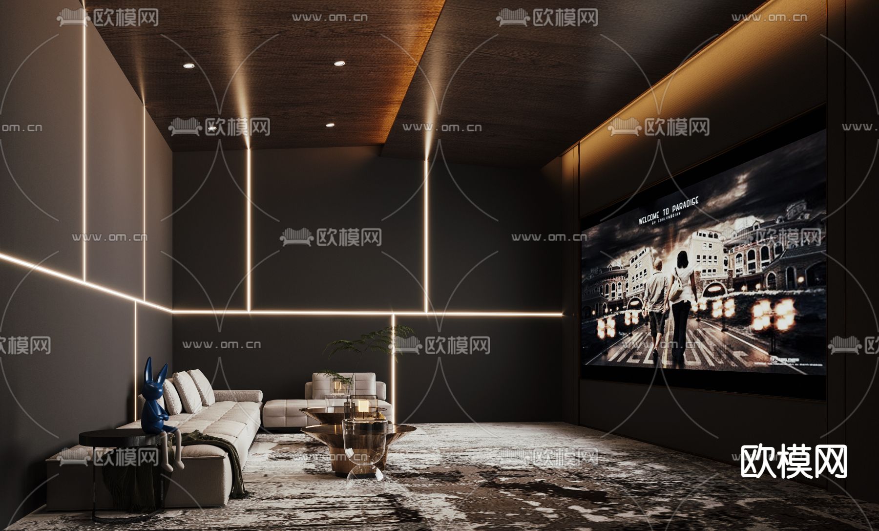 影音室 视听室 家庭影院3d模型下载_ID12172739_3dmax免费模型-欧模网