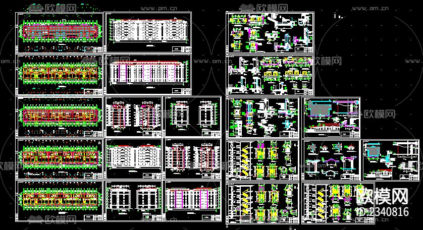 六层加跃层住宅楼建筑CAD施工图下载（渲染图1）