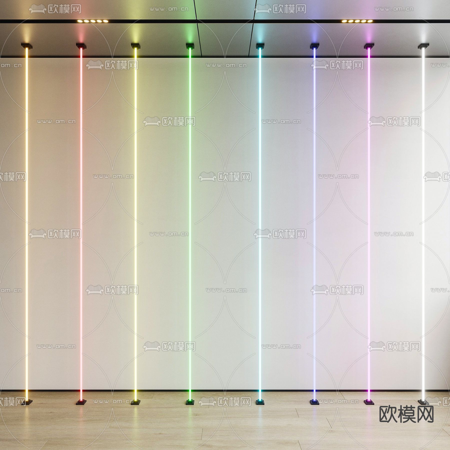 Areti 彩色天际线灯 钢带灯3d模型下载