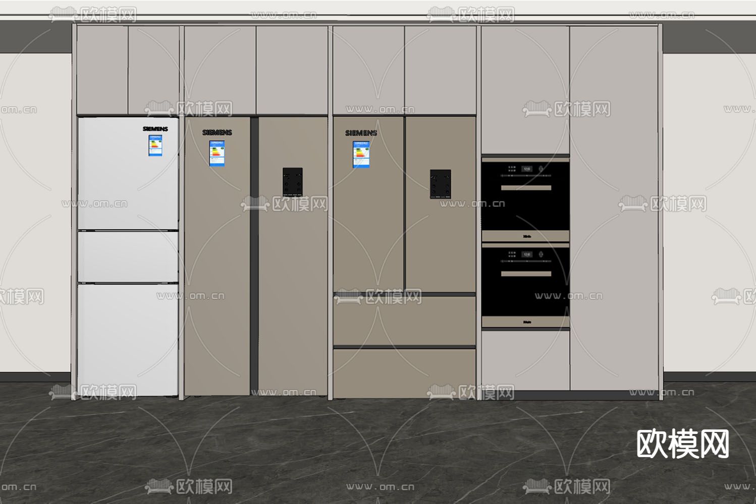智能双开门冰箱su模型