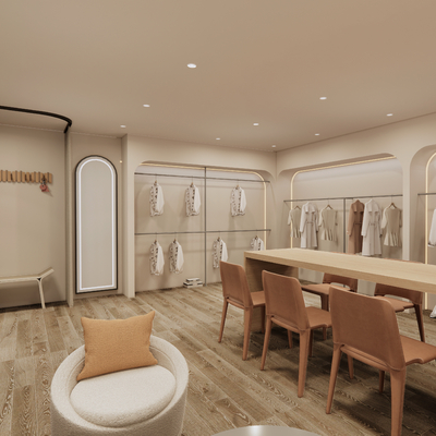  侘寂风女装服装店su模型 