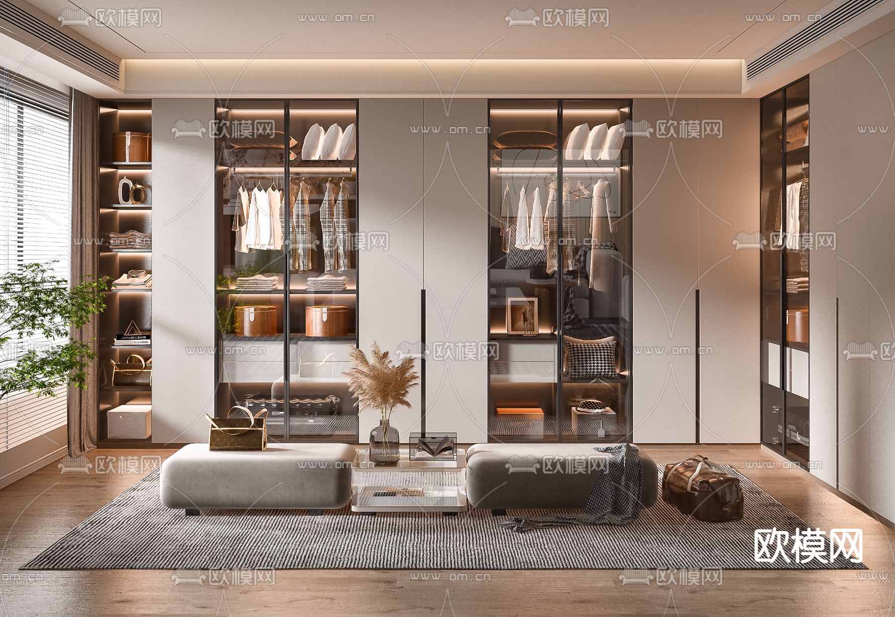 现代衣帽间3d模型下载
