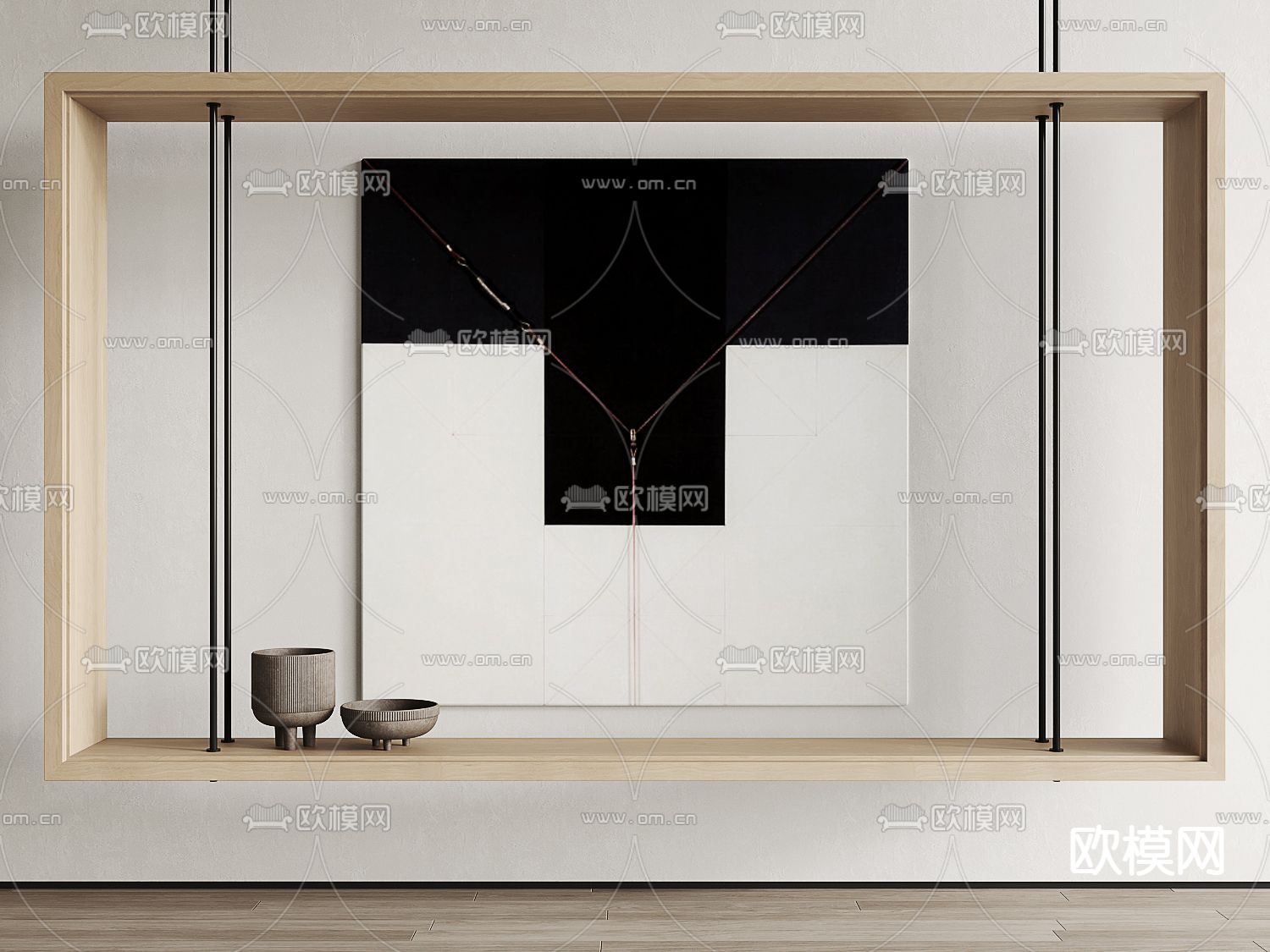 侘寂几何装饰画3d模型下载