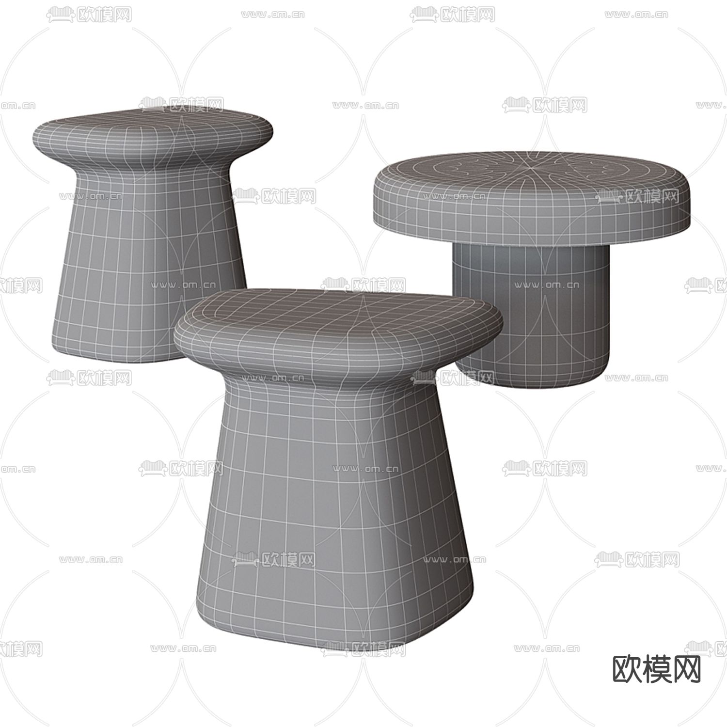 B&B Italia 几何矮凳 凳子3d模型下载（渲染图2）