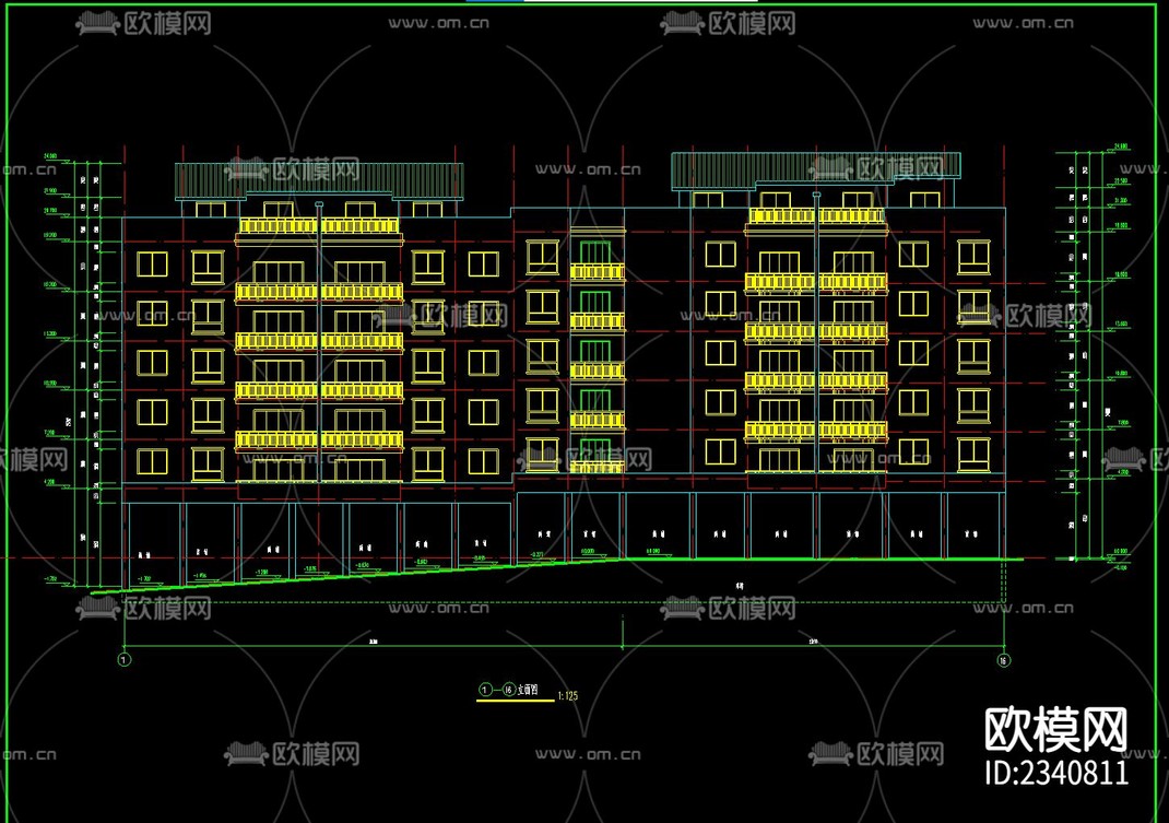 多层住宅楼建筑CAD施工图-免费3dmax模型库-欧模网