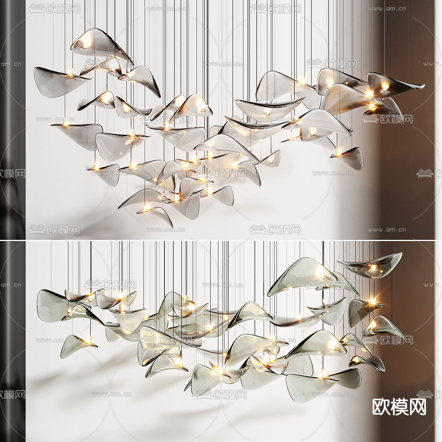 现代玻璃装饰吊灯su模型下载（渲染图1）