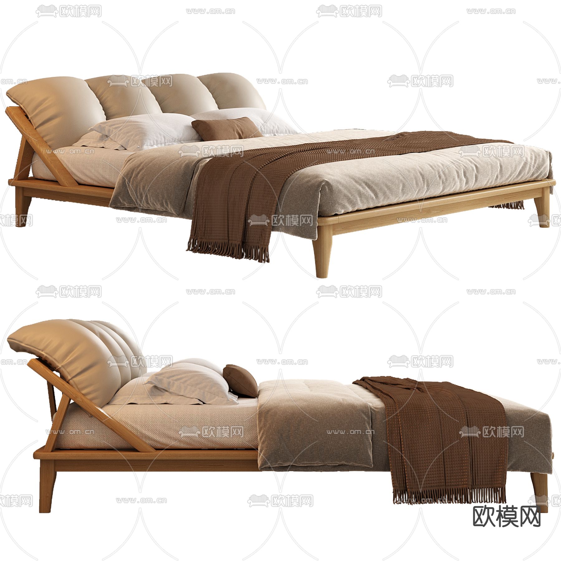 北欧双人床3d模型下载