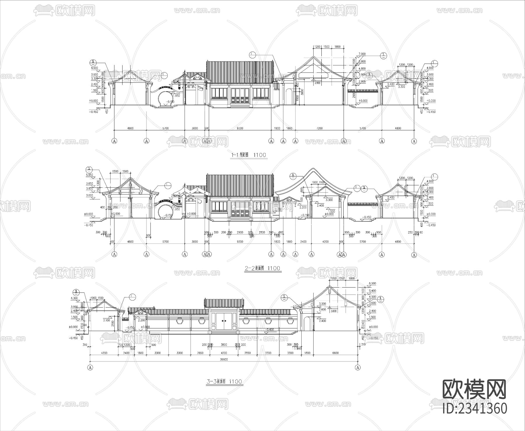 6.四合院建筑设计CAD施工图下载（渲染图5）