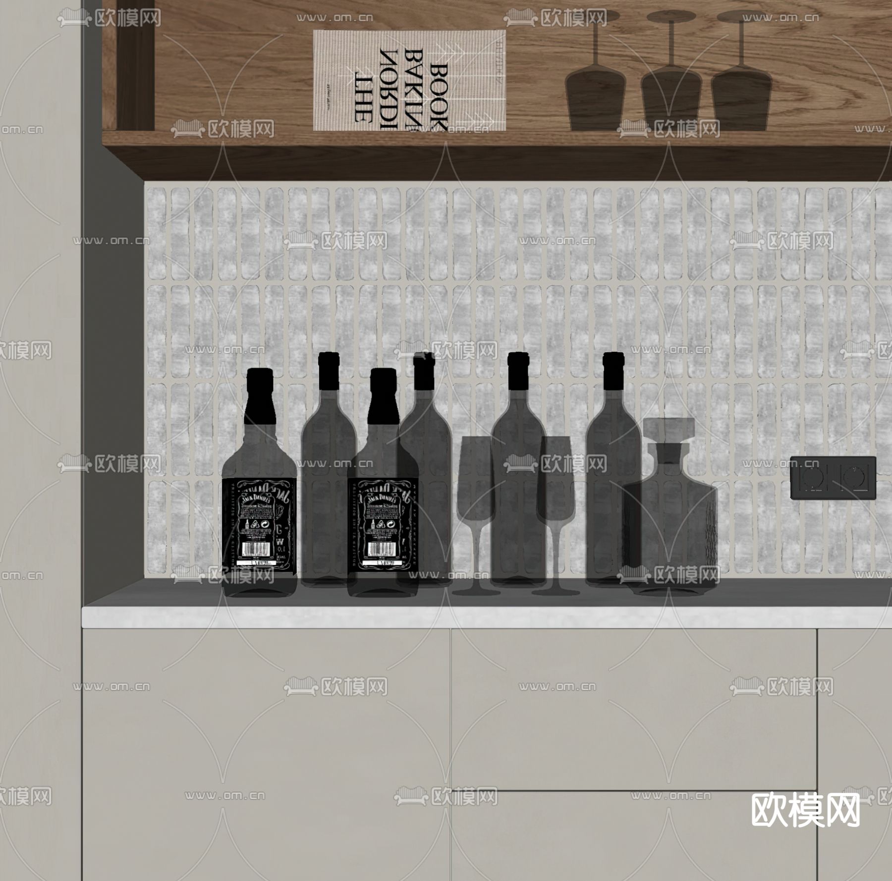 现代酒瓶su模型下载（渲染图2）