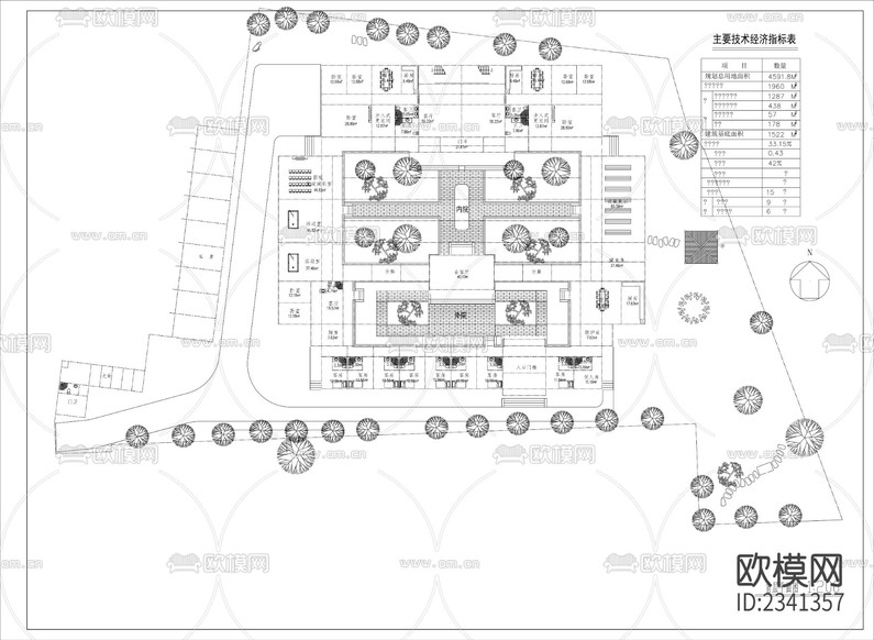 四合院建筑設計CAD施工圖下載(渲染圖1)