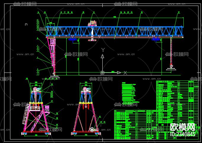 三角桁架龙门起重机CAD施工图下载