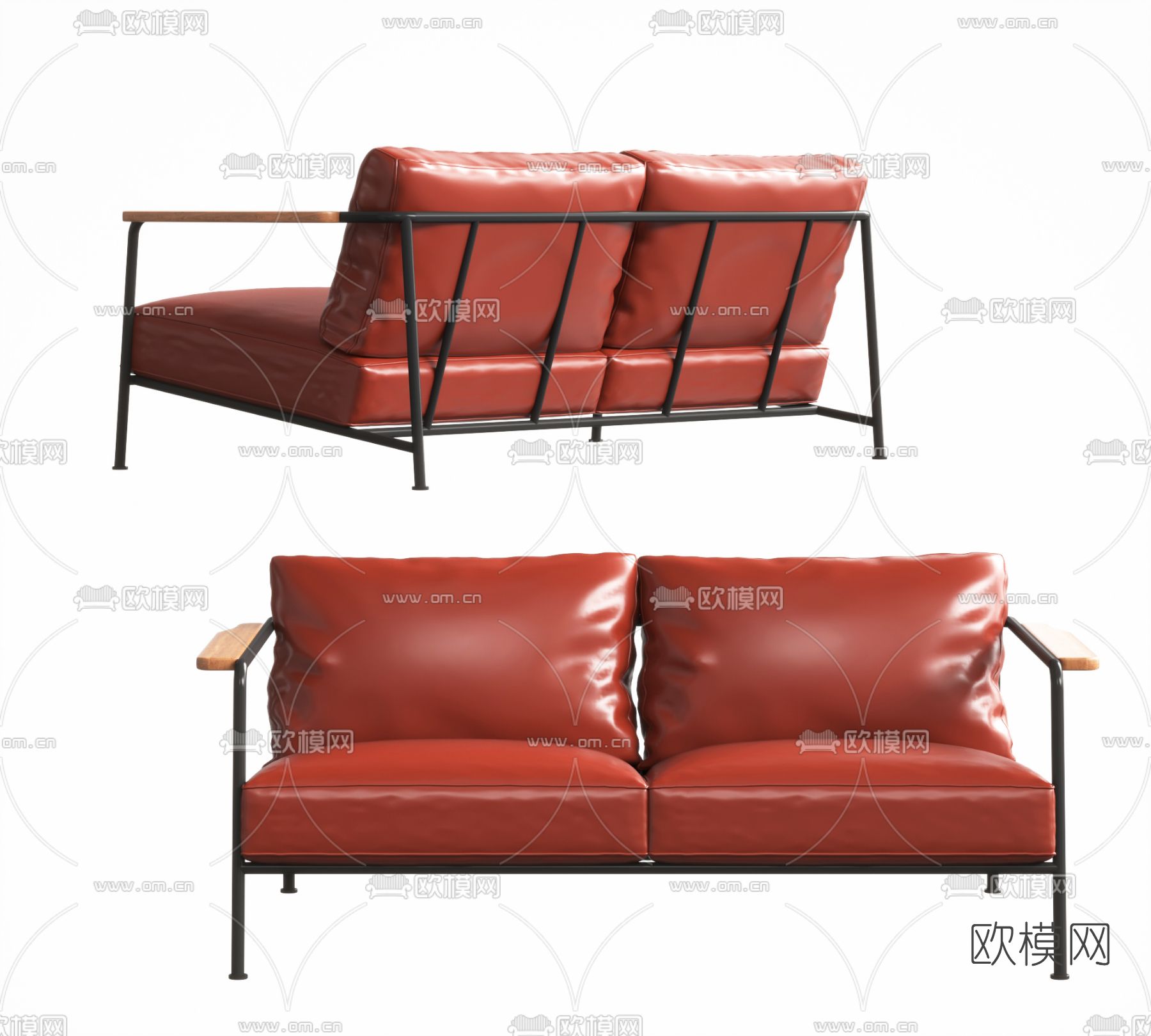 工业风双人沙发3d模型下载