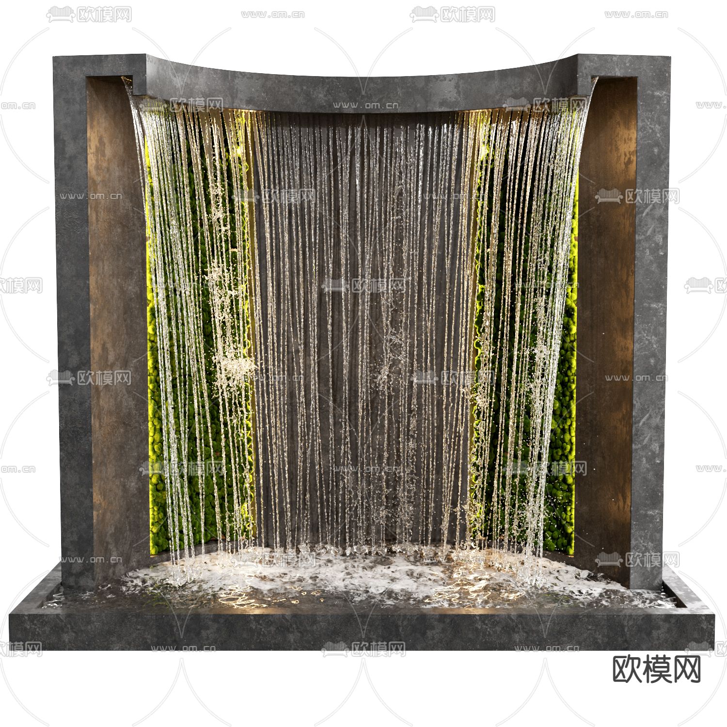 现代瀑布水景3d模型下载_ID12173315_3dmax免费模型-欧模网
