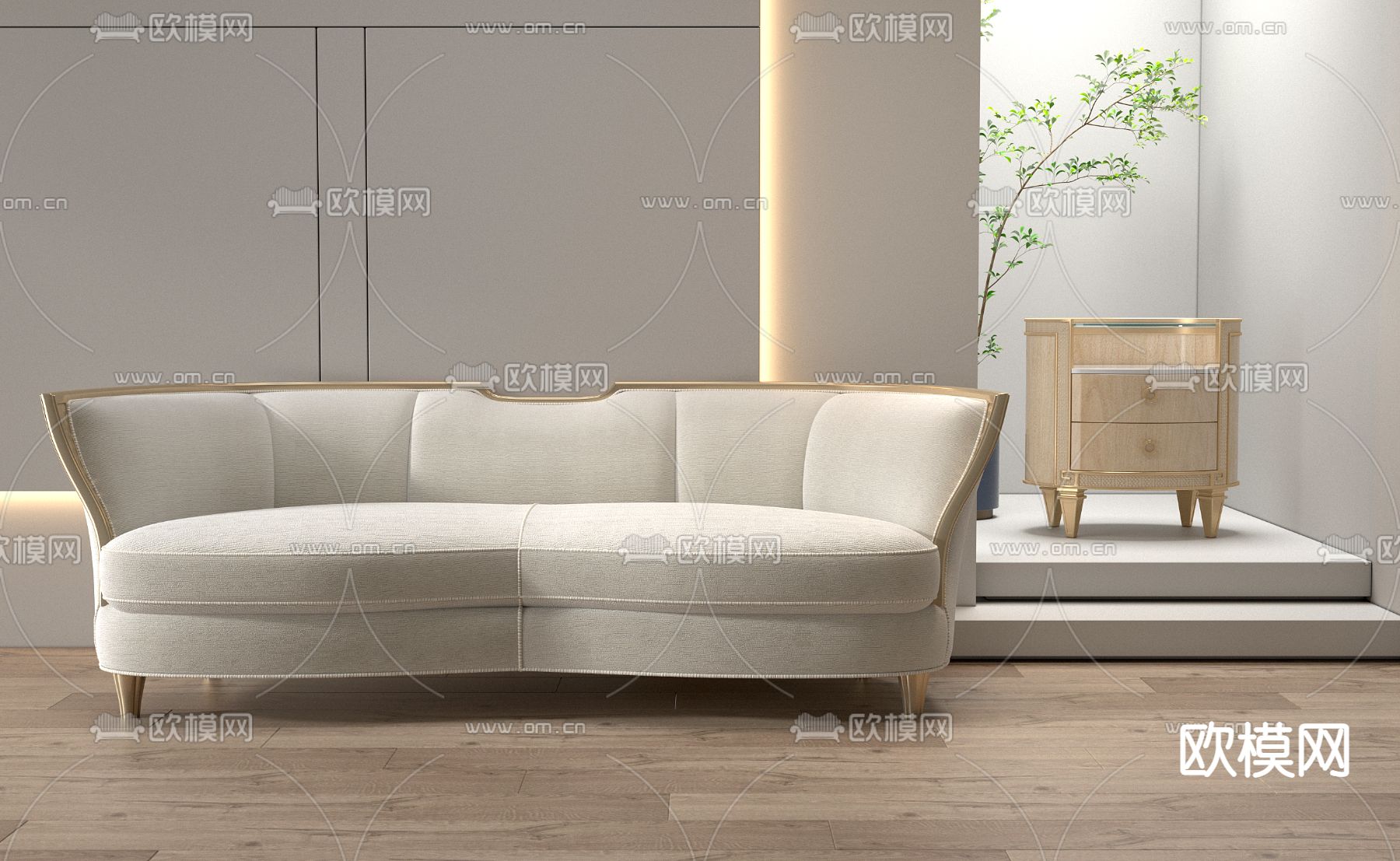 轻奢白色沙发3d模型下载