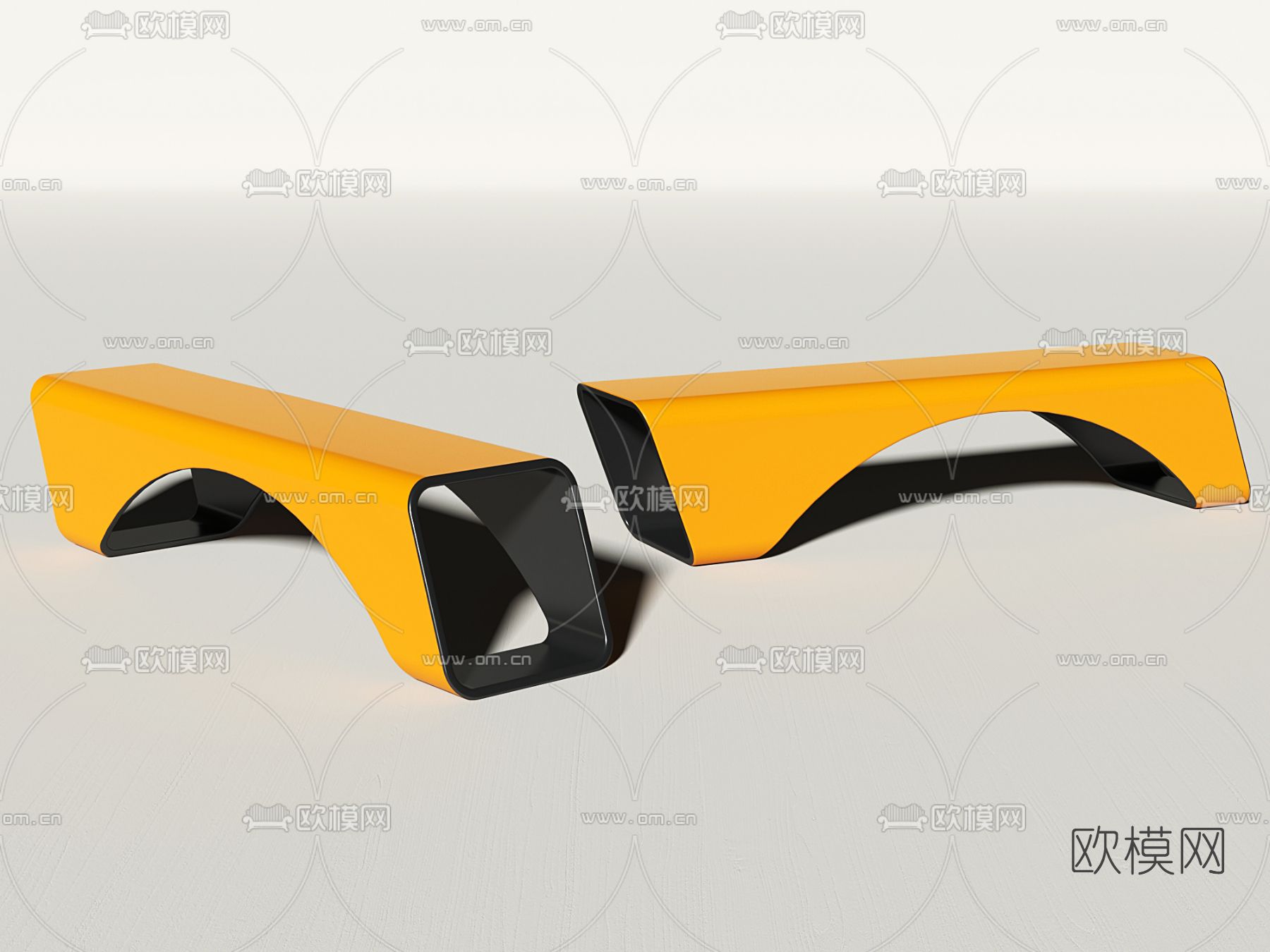 现代户外长凳 公共椅3d模型下载（渲染图2）