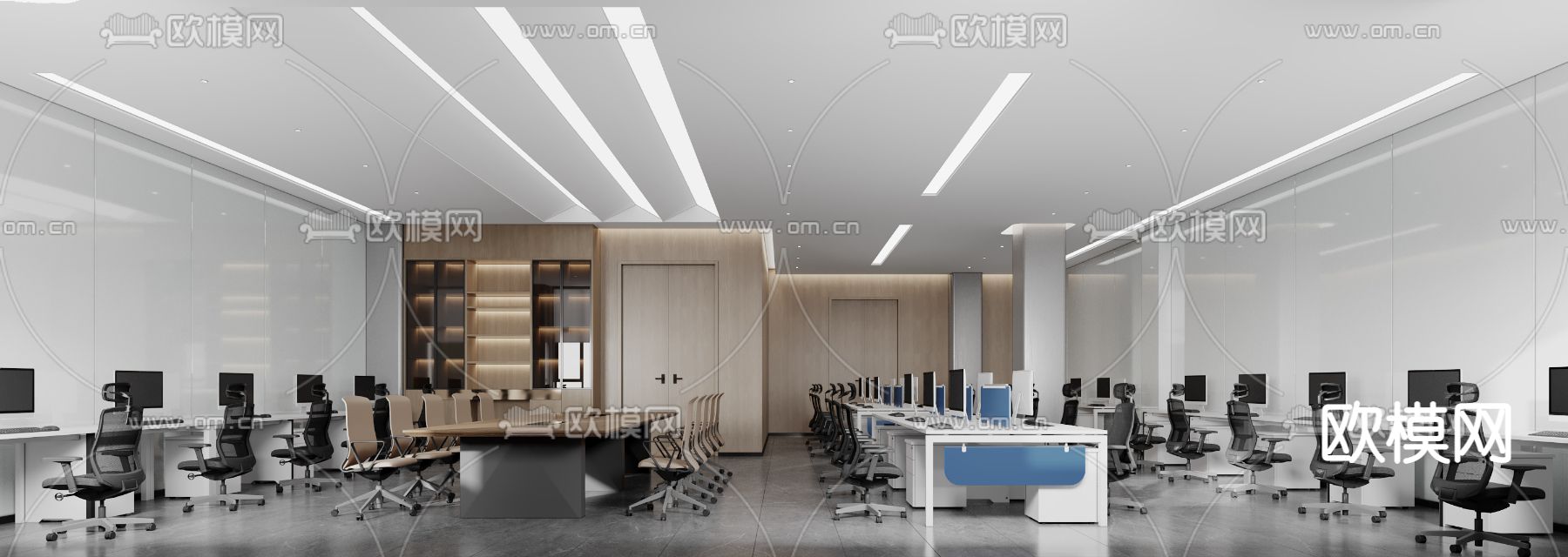 敞开式办公区 办公室3d模型下载