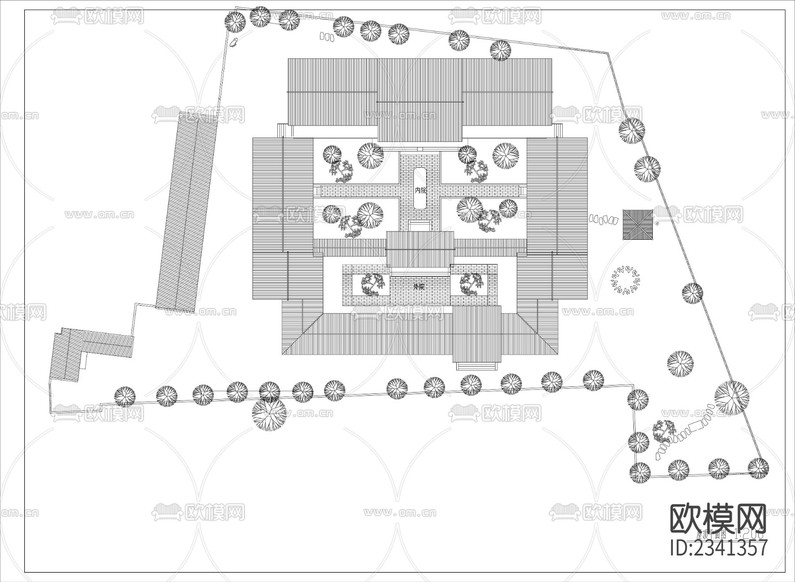 四合院建筑設計CAD施工圖下載(渲染圖4)