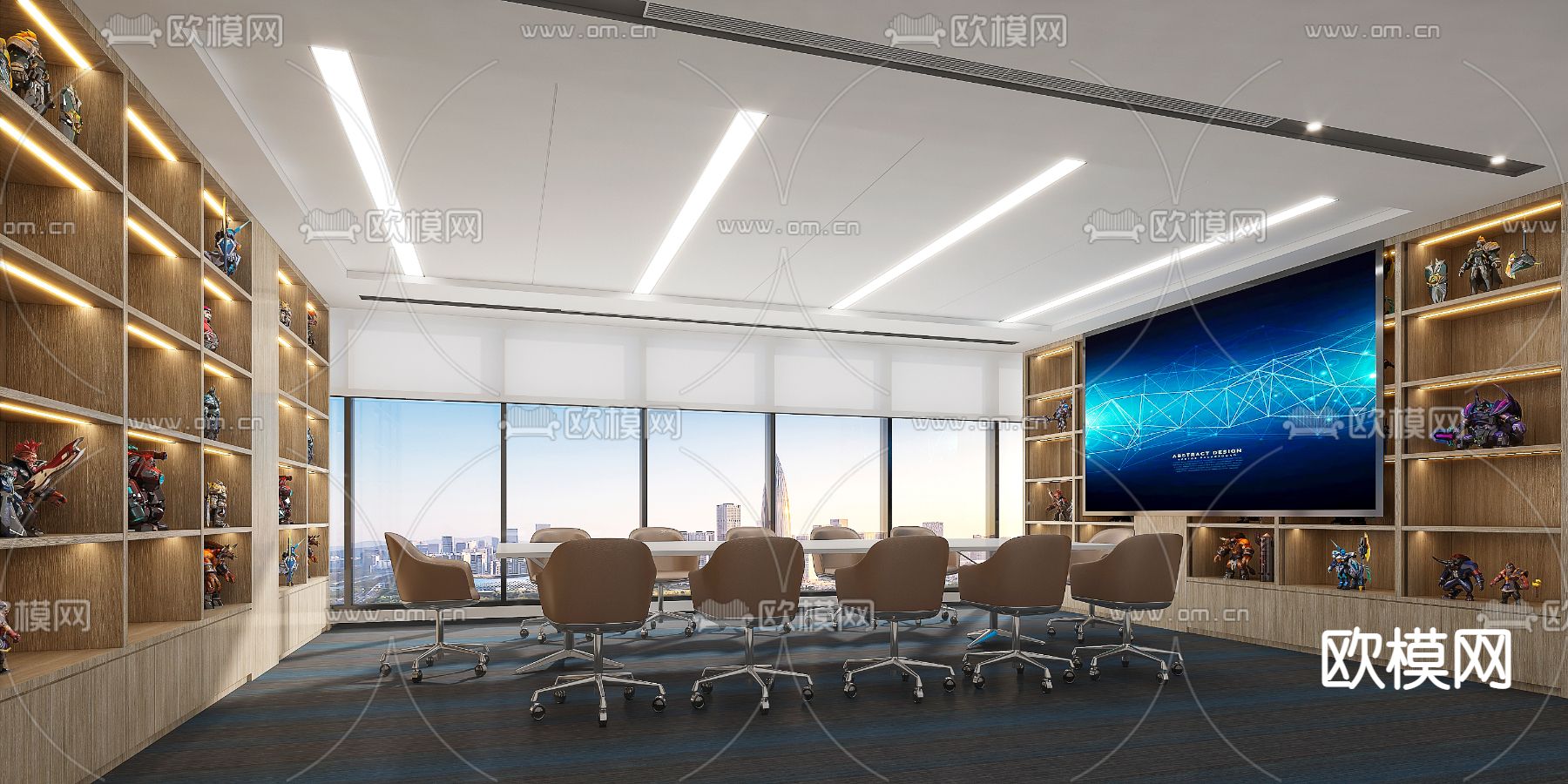 现代会议室3d模型下载