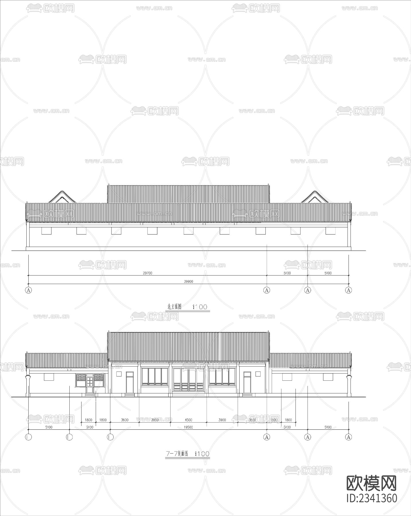 6.四合院建筑设计CAD施工图下载（渲染图3）