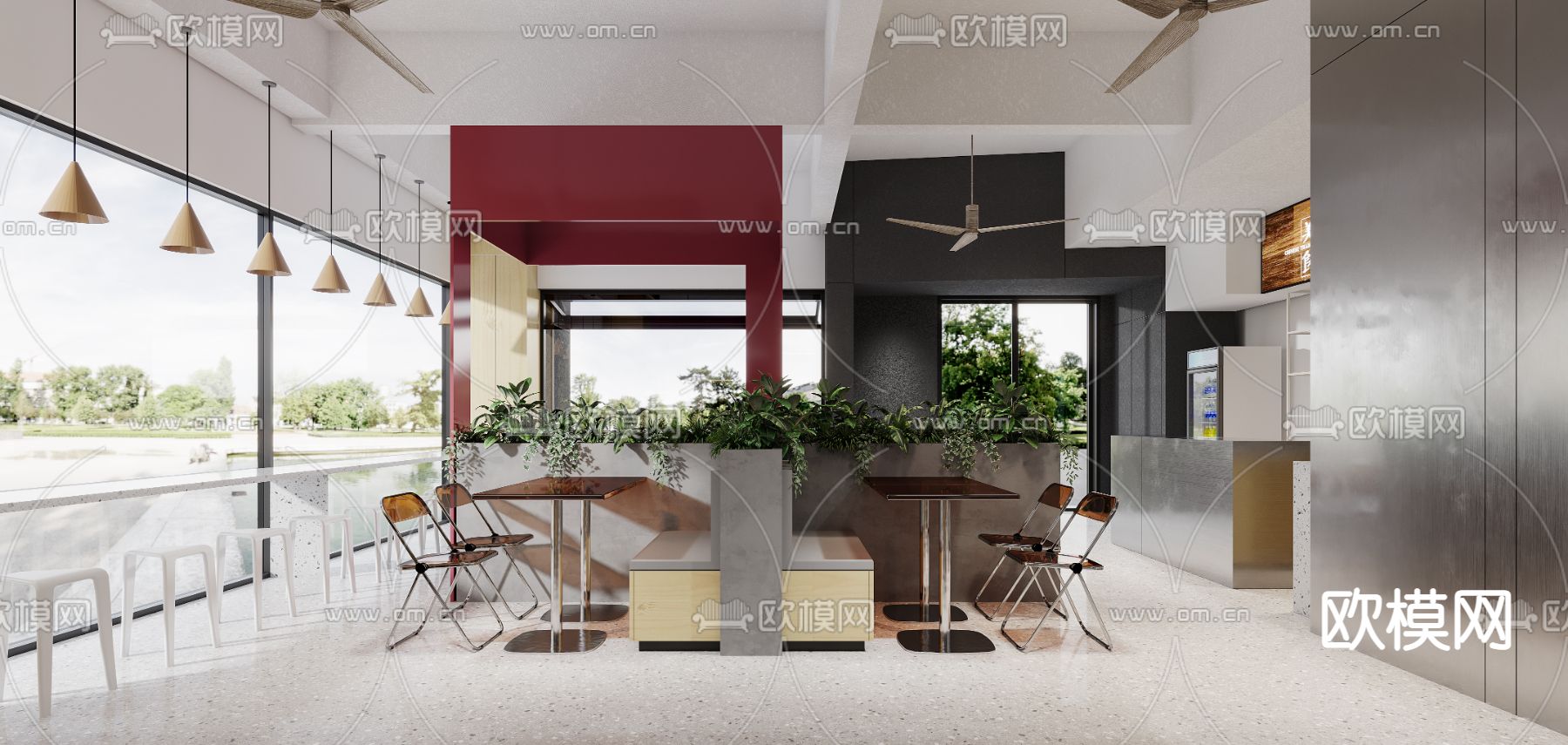 现代快餐厅 快餐店3d模型下载（渲染图4）