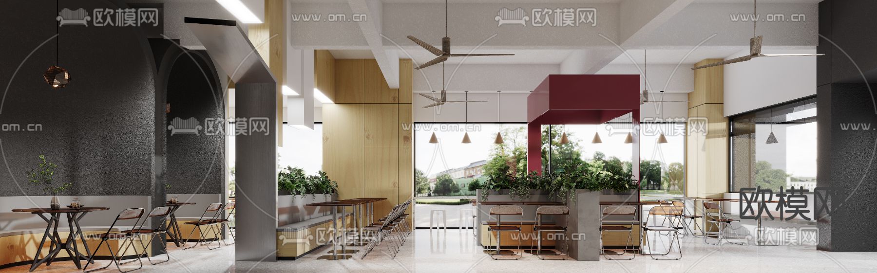 现代快餐厅 快餐店3d模型下载（渲染图1）