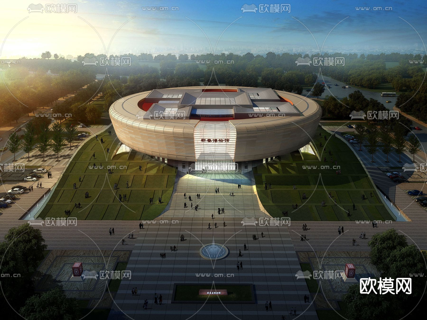 现代圆形体育馆su模型