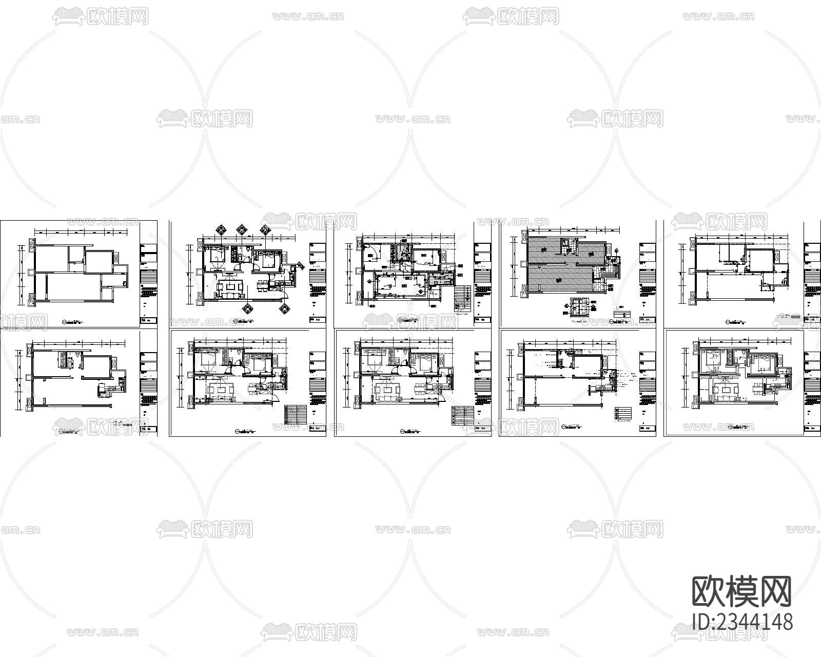 住宅平面布置CAD施工图下载（渲染图1）