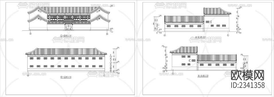 5.四合院建筑設(shè)計CAD施工圖下載(渲染圖3)