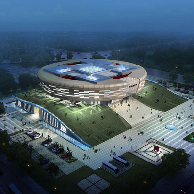 现代圆形体育馆su模型