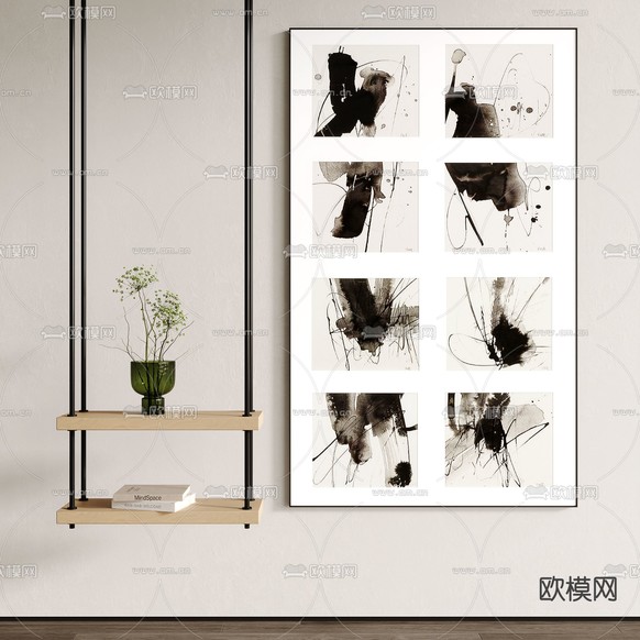 现代抽象装饰画3d模型下载