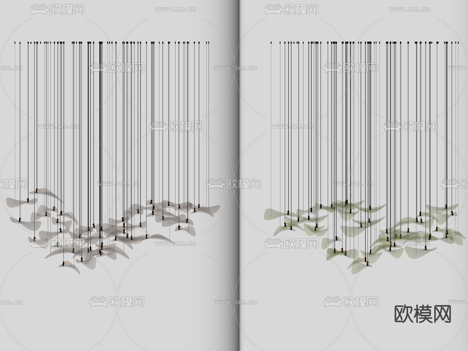 现代玻璃装饰吊灯su模型下载（渲染图2）
