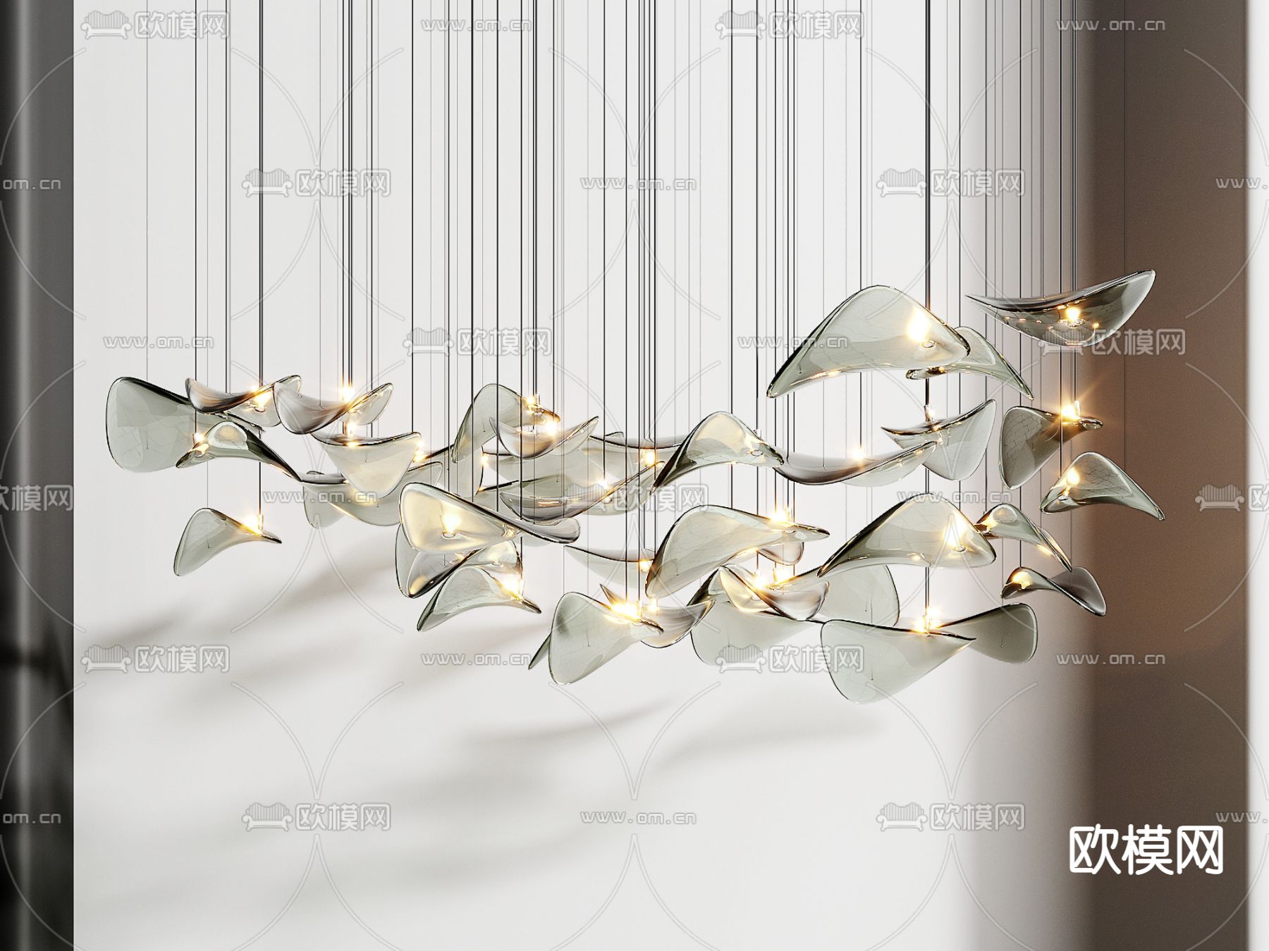 现代玻璃装饰吊灯su模型下载（渲染图4）