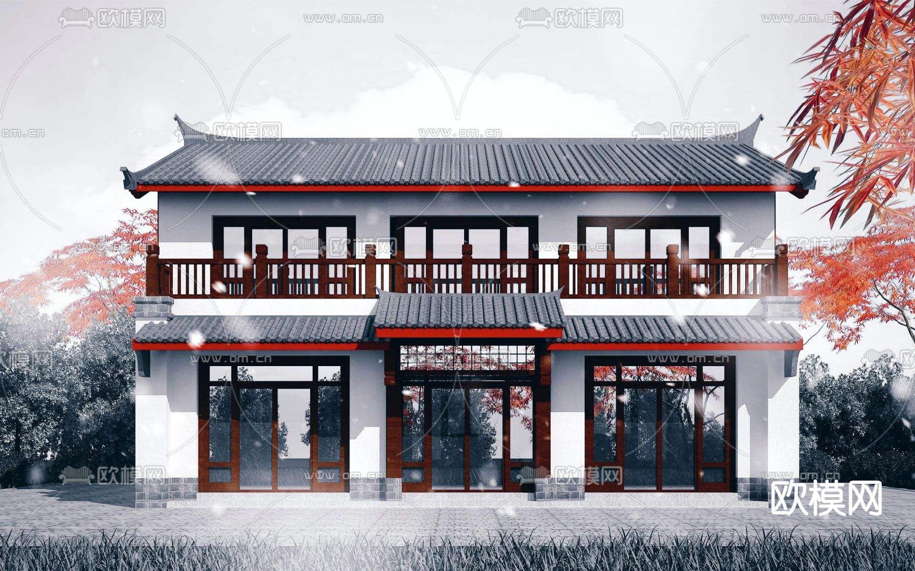 中式古建民俗外观3d模型下载