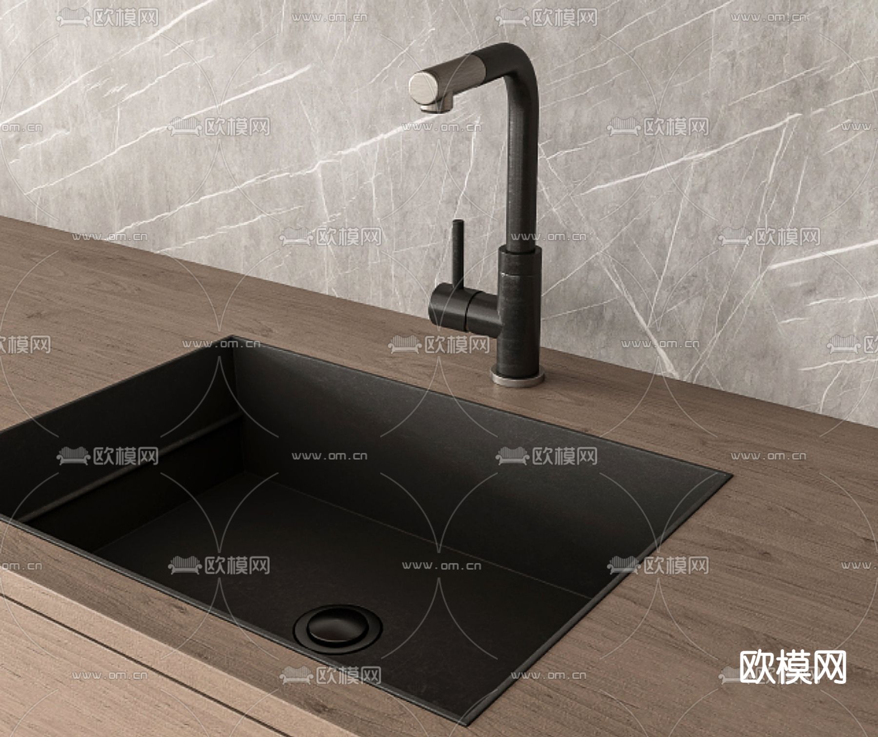 现代水龙头 水槽3d模型下载