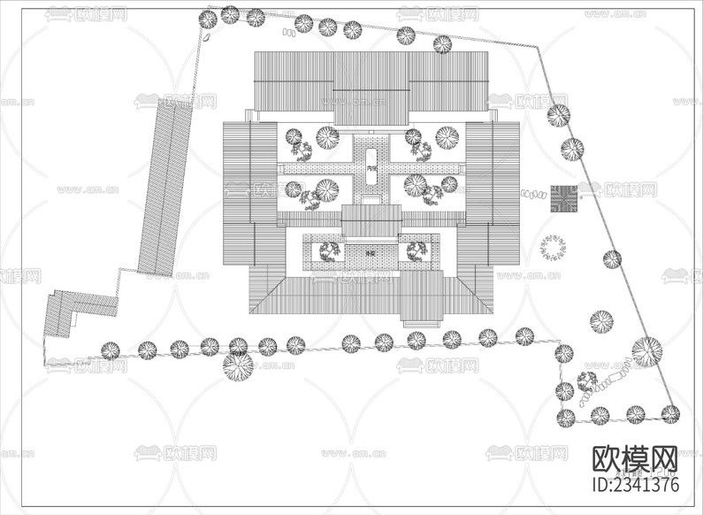 13.四合院建筑設(shè)計(jì)CAD施工圖下載(渲染圖4)