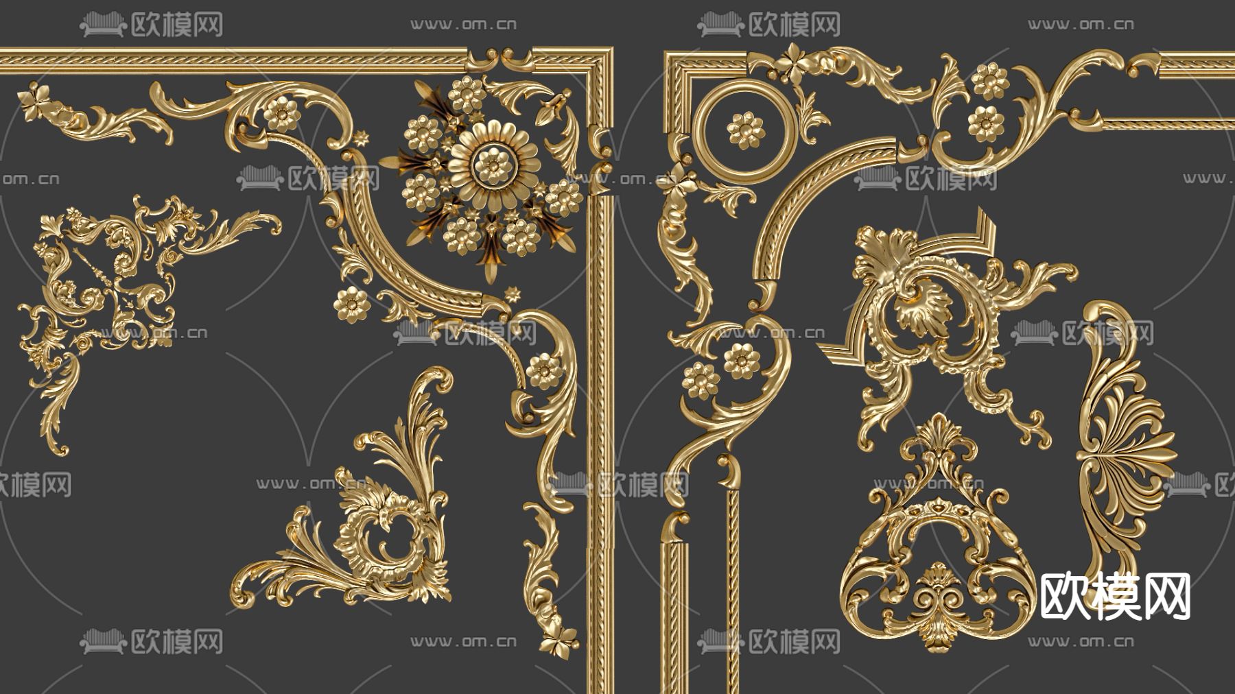 欧式古典实木描金角花免费3d模型下载_ID12176380_3dmax免费模型-欧模网