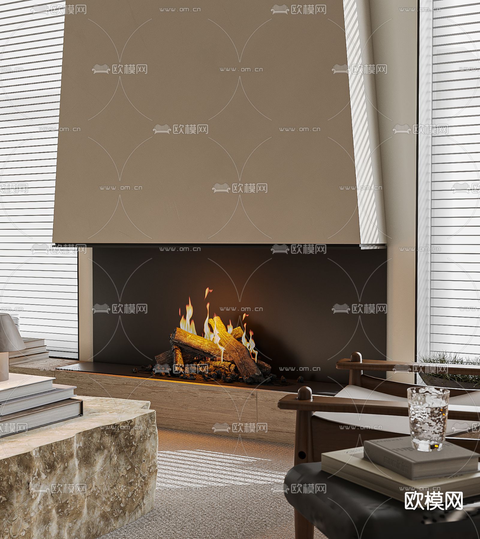 侘寂风客餐厅3d模型下载（渲染图4）