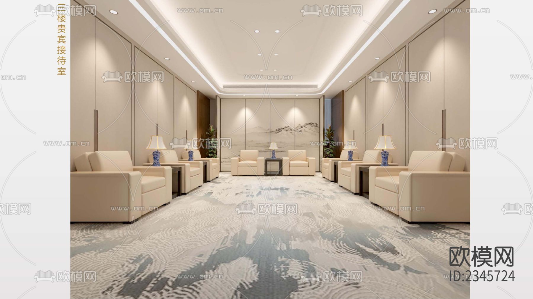 办公室cad施工图下载（渲染图10）