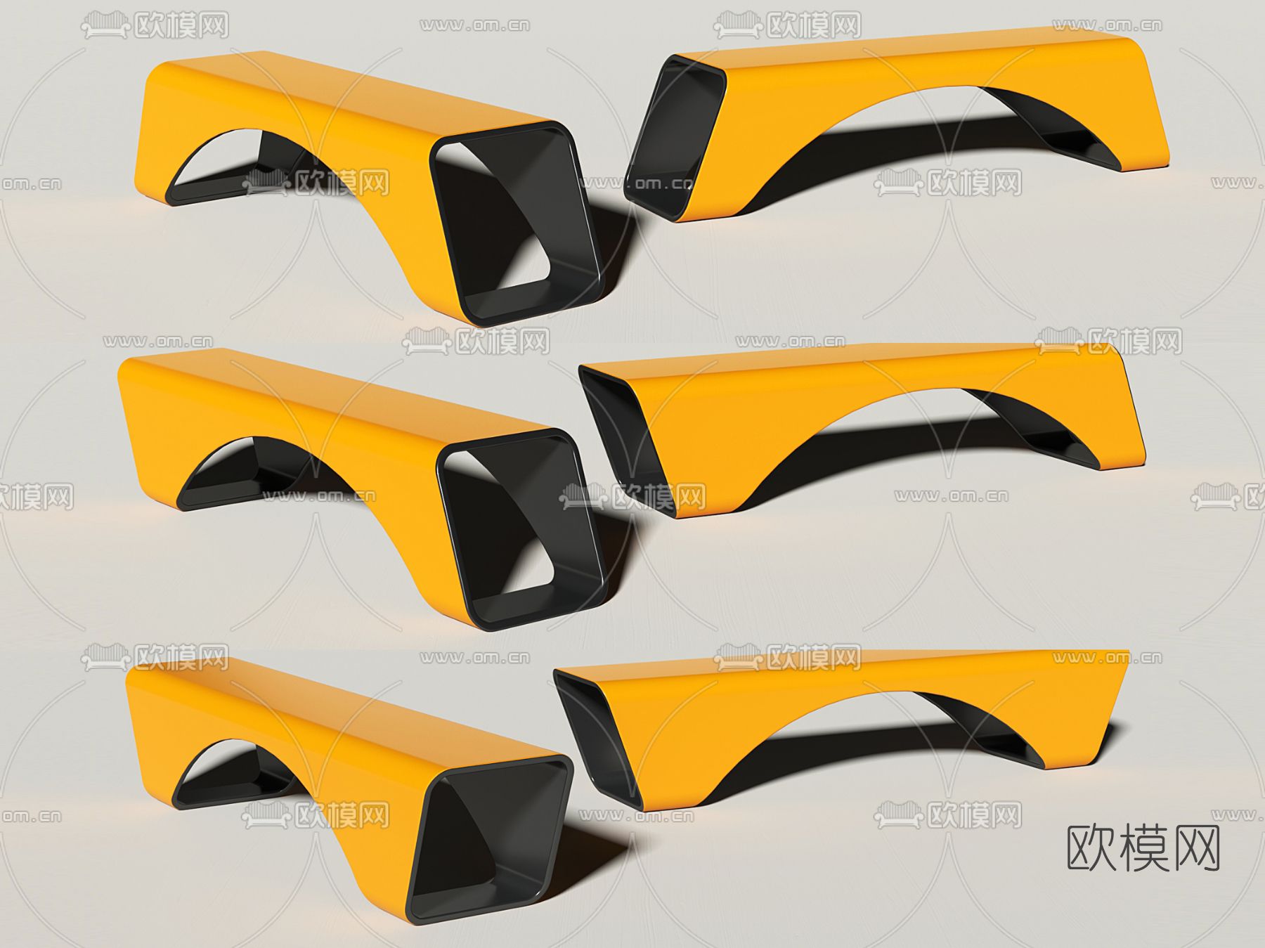 现代户外长凳 公共椅3d模型下载（渲染图1）