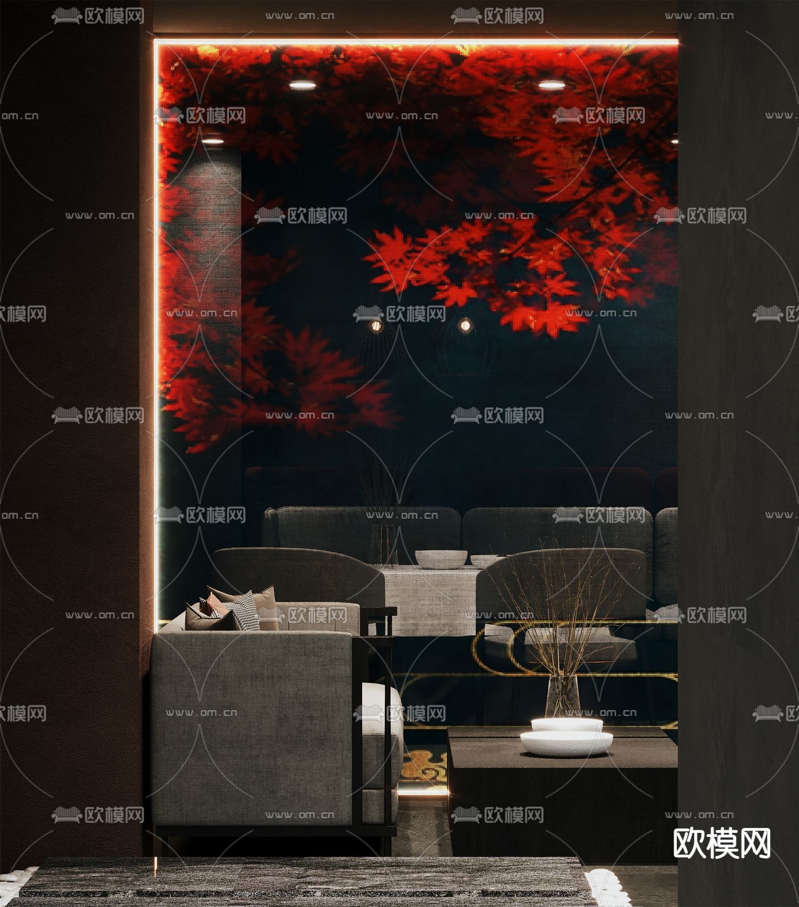 新中式中餐厅3d模型下载（渲染图5）