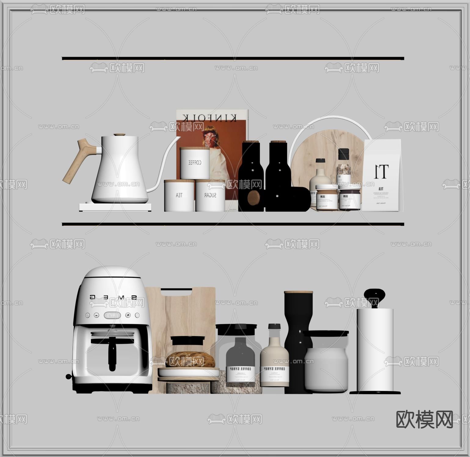 现代厨房用品su模型下载（渲染图2）