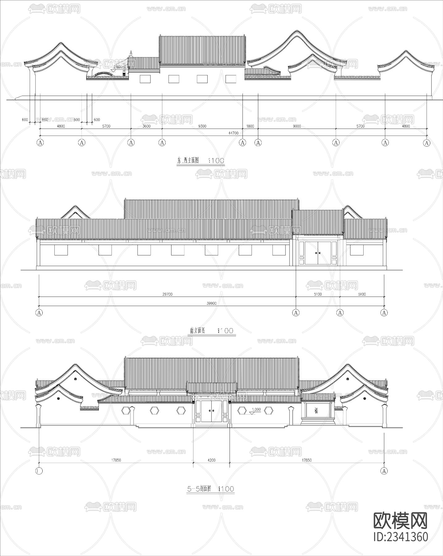 6.四合院建筑设计CAD施工图下载（渲染图2）