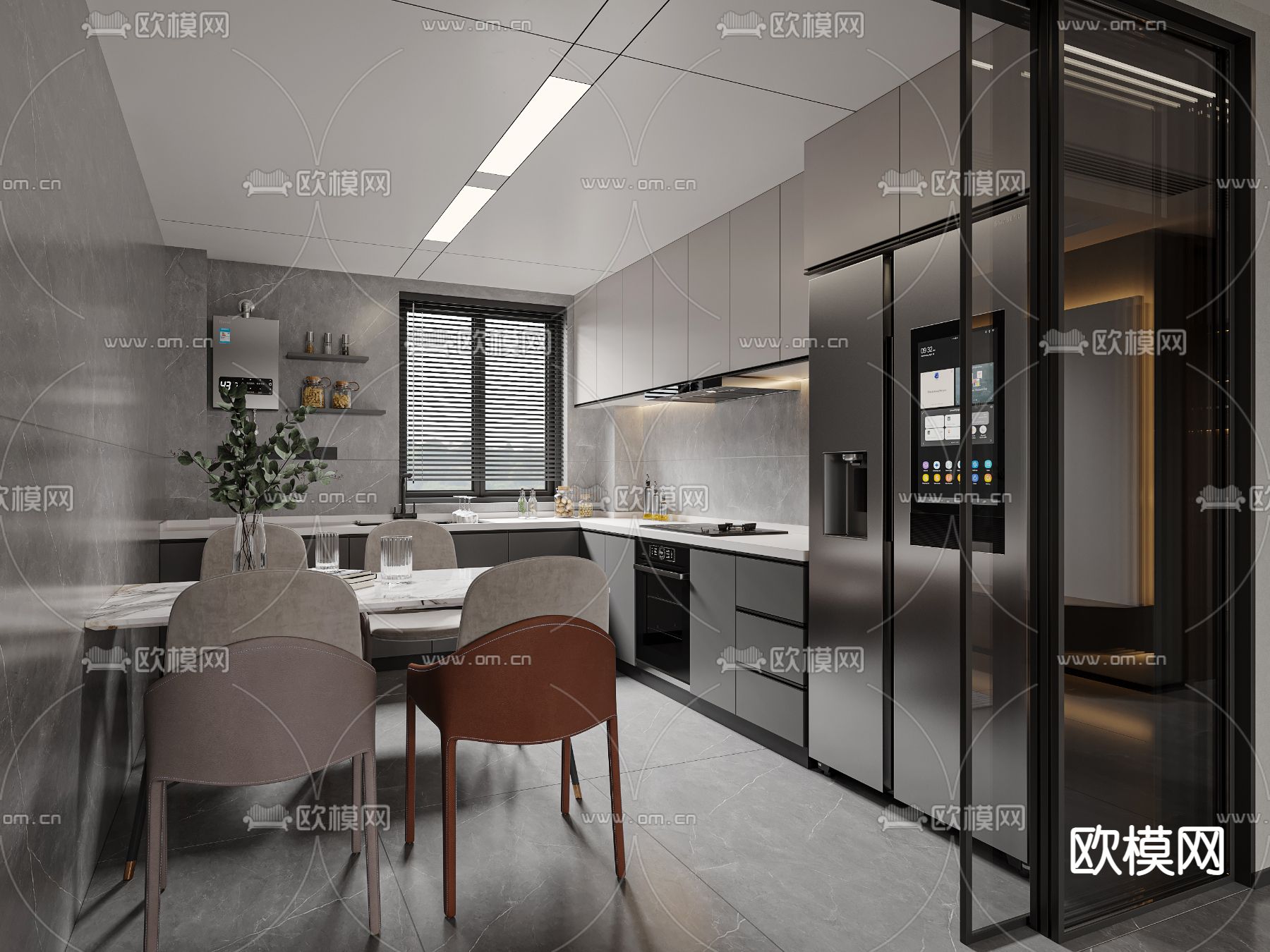 现代客餐厅3d模型下载（渲染图4）