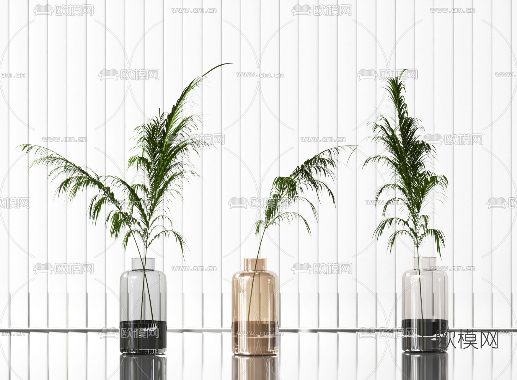现代绿植花瓶3d模型下载_ID12175506_3dmax免费模型-欧模网