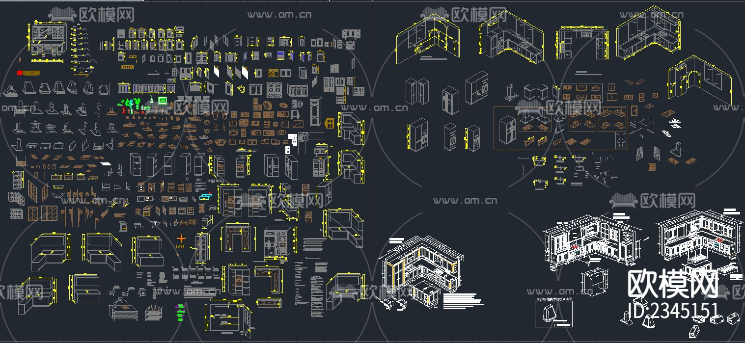专业橱柜公司cad图库下载（渲染图3）