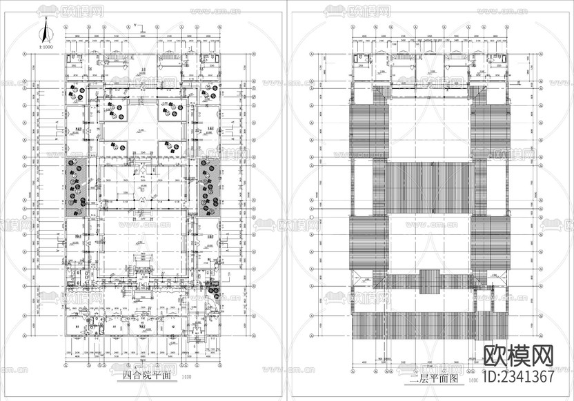 10.四合院建筑設(shè)計CAD施工圖下載(渲染圖4)