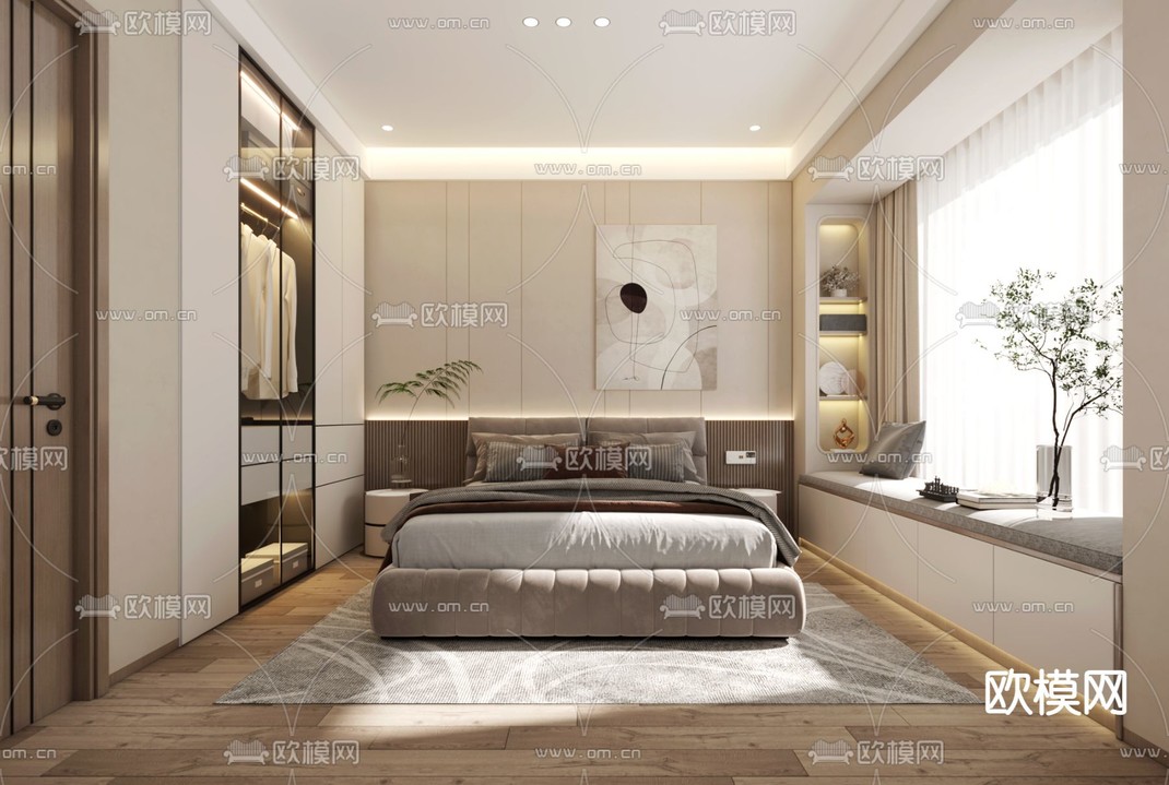 现代卧室 次卧免费3d模型